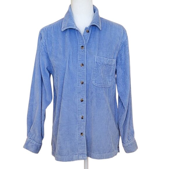 L.L.Bean Comfort Corduroy Shirt Jacket Shacket Cornflower Blue Size Medium - Picture 1 of 12